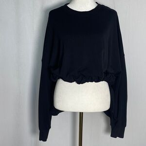 Lululemon Bound to Bliss Tie Sweatshirt Sz M/L Black Oversized Soft Pullover EUC